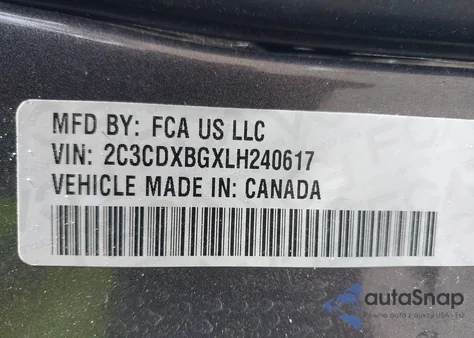 2020 Dodge Charger Sxt Rwd из США, поврежденный, VIN 2C3CDXBGXLH240617